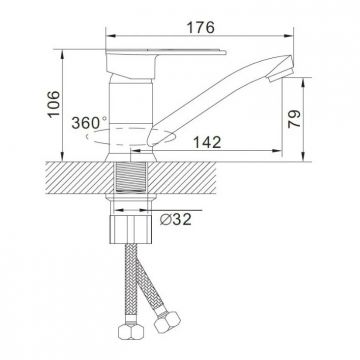 Смеситель Эверест (Everest) для кухни с коротким изливом B45-274C Красный