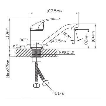 Смеситель для кухни с коротким изливом Cronwil (Кронвил) CD040-48 хром