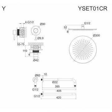 Душевая система скрытого монтажа Whitecross (Вайткросс) Y YSET01GLB (брашированное золото)