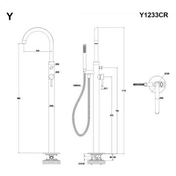 Смеситель для ванны отдельностоящий Whitecross Y Y1233BL (черный мат)