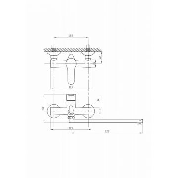 Смеситель для ванны с душем Fauzt FZs-240-B101 тип См-ВУОРНШлА, хром