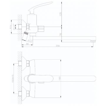 Смеситель для ванны с длинным поворотным изливом Rush (Раш) Island (IS6535-51) хром