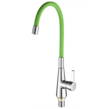 Смеситель для кухни Fashun (Фашун) с гибким изливом (A4153+B05) хром,зеленый