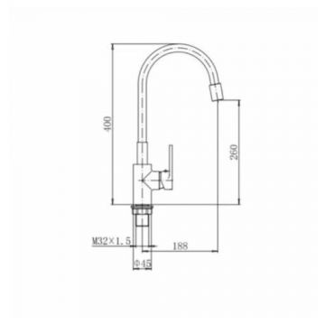 Смеситель для кухни Fashun (Фашун) с гибким изливом (A4253+B07) хром,серый