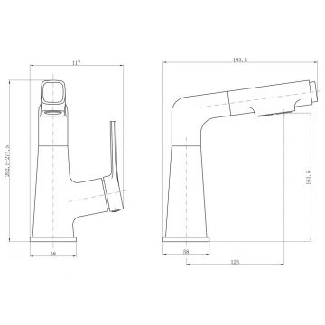 Смеситель для кухни/умывальника Fashun с изменяемой высотой излива и выдвижной лейкой (A4018-7) черный