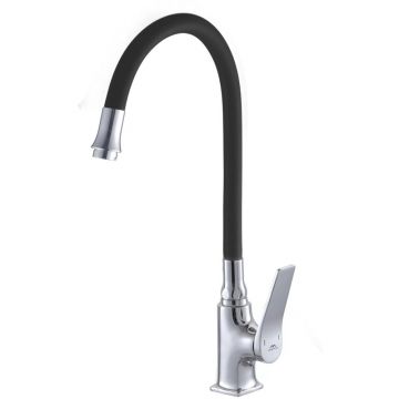 Смеситель для кухни с гибким изливом Fashun (Фашун) A4186-7, хром/черный