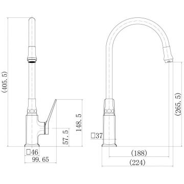 Смеситель для кухни с гибким изливом Fashun (Фашун) A4186-7, хром/черный