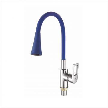 Смеситель для кухни с гибким изливом Fashun (Фашун) A4253+B11, хром/синий