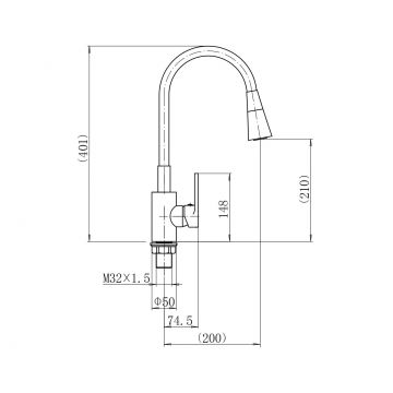 Смеситель для кухни с гибким изливом Fashun (Фашун) A4253+B11, хром/синий