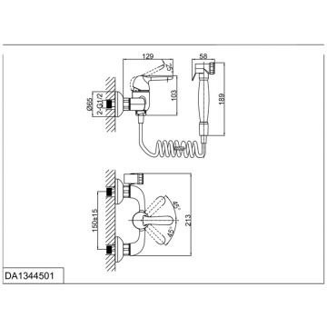 Смеситель с гигиеническим душем встраиваемый DK (ДК) Rhein Ambrosius (DA1344501) хром