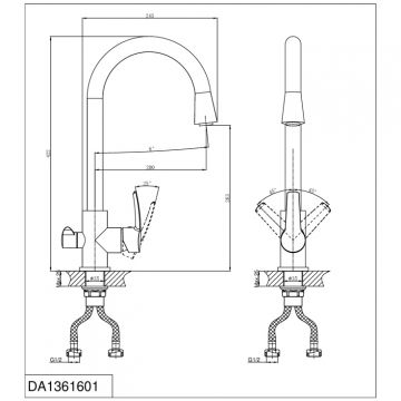 Смеситель для кухни DK (ДК) Rhein.Valerius (DA1361601) с подключением к фильтру хром