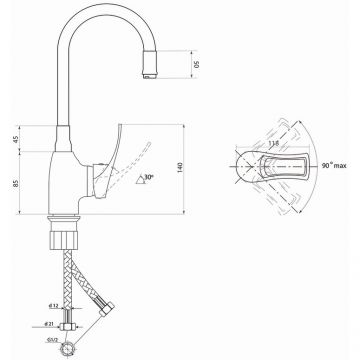 Смеситель Славен (Slaven) для кухни Прораб Ц (СЛ-ОД-Ц2К) хром,красный