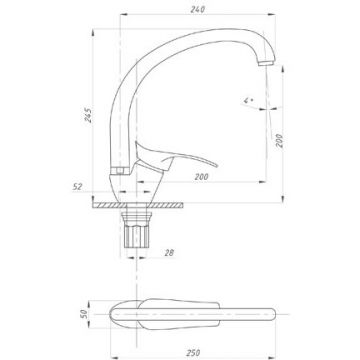 Смеситель для кухни ПСМ-Профсан (Profan) Комплектация PSM-104-3 тип См-МОЦБА хром