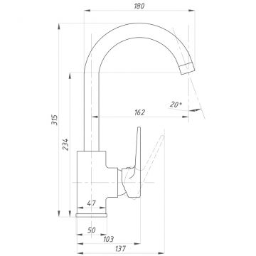 Смеситель для кухни ПСМ-Профсан (Profan) Серия-400 PSM-400-3 тип См-МОЦБА хром