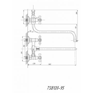 Смеситель для ванны с душем Tsarberg (Царьберг) (TSB-120-95) тип См-ВУДРНШлА, хром