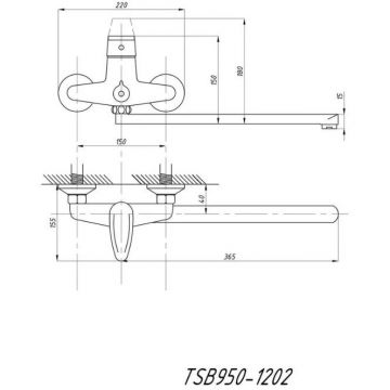 Смеситель для ванны с душем Tsarberg (Царьберг) (TSB-950-1207) тип См-ВУОРНШлА, хром