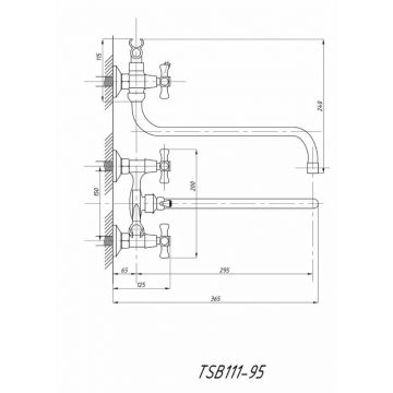 Смеситель для ванны с душем Tsarberg (Царьберг) (TSB-111-95) тип См-ВУДРНШлА, хром