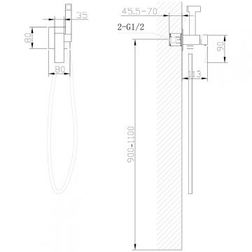 Смеситель Abber (Аббер) Wasserfall AF8625 для биде с гигиеническим душем, хром