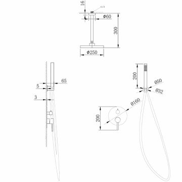 Душевая система Abber (Аббер) Emotion AF8821B скрытого монтажа без излива, черная матовая