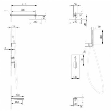 Душевая система Abber (Аббер) Weiss Insel AF8017B скрытого монтажа с изливом, черная матовая