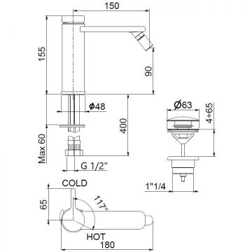 Смеситель для биде Webert (Веберт) Coral CO840102560, черный