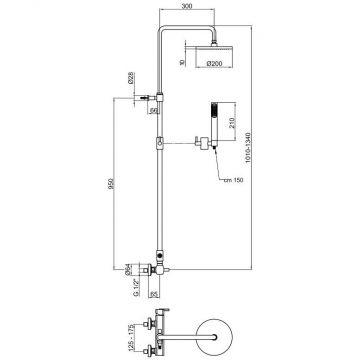 Душевая система Webert Azeta AZ870105015METAL, хром