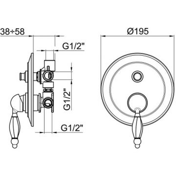 Смеситель для ванны и душа Webert (Веберт) Alexandra AL860101065, бронза