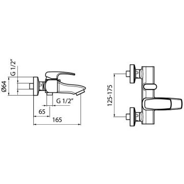 Смеситель для ванны и душа Webert (Веберт) Kimono KI850102015, хром