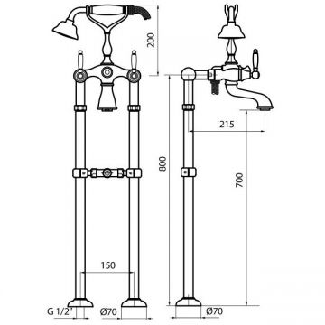 Смеситель для ванны напольный Webert (Веберт) Dorian DO720801015, хром