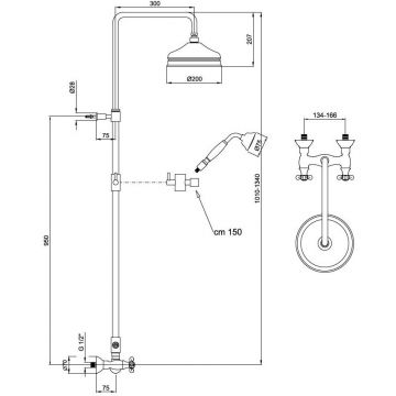 Душевая система Webert Ottocento OT760405010, золото