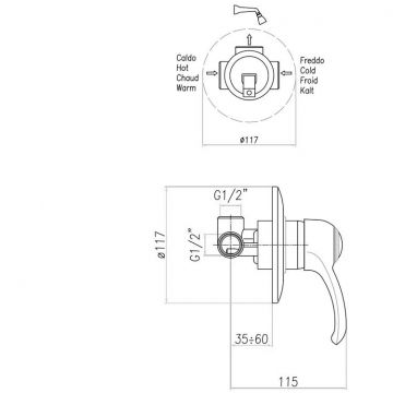 Смеситель для душа встраиваемый Webert (Веберт) Aurora AU880101010, золото