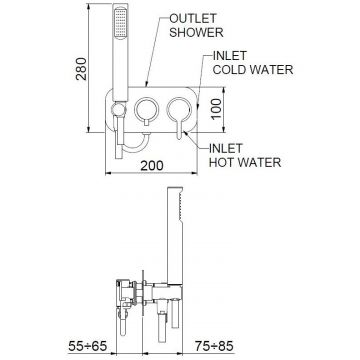 Смеситель для душа встраиваемый Webert Coral CO860512560, черный