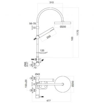 Душевая система Webert Rimini RI870105010, золото