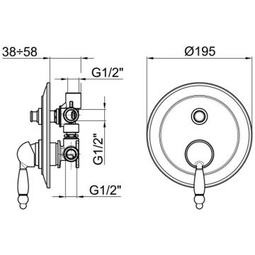 Смеситель для душа встраиваемый Webert (Веберт) Dorian DO860101065, бронза