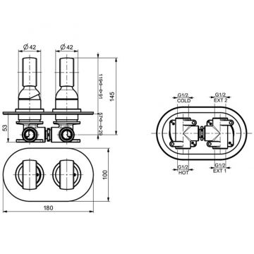 Смеситель для душа встраиваемый Webert (Веберт) Opera OA860101980, розовое золото