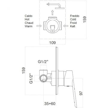Смеситель для душа встраиваемый Webert Sax Evolution SE880101560, черный