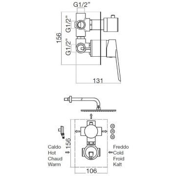 Смеситель для душа встраиваемый Webert (Веберт) Sax Evolution SE880601015, хром