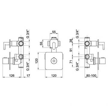 Смеситель для душа встраиваемый с термостатом Webert (Веберт) Elio EL971302015, хром