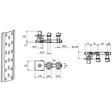 Смеситель для душа встраиваемый с термостатом Webert (Веберт) Elio EL971402345, никель