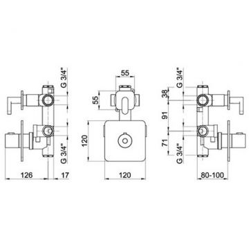 Смеситель для душа встраиваемый с термостатом Webert (Веберт) Living LV971302560, черный