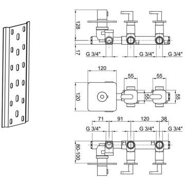 Смеситель для душа встраиваемый с термостатом Webert (Веберт) Living LV971402560, черный
