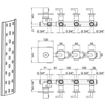 Смеситель для душа встраиваемый с термостатом Webert (Веберт) Living LV971502560, черный