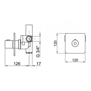 Смеситель для душа встраиваемый с термостатом Webert (Веберт) Living LV972101015, хром