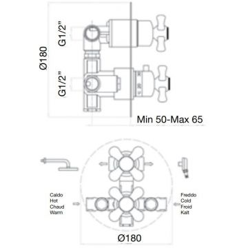 Смеситель для душа встраиваемый с термостатом Webert (Веберт) Ottocento OT970902015, хром