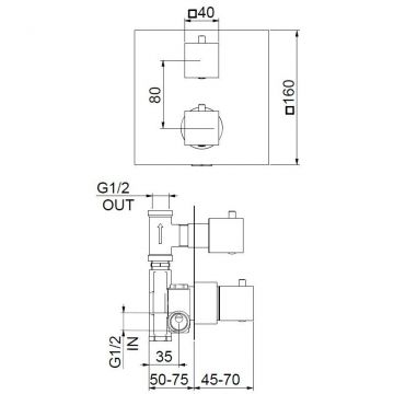 Смеситель для душа встраиваемый с термостатом Webert (Веберт) Pegaso PE970901740, белый