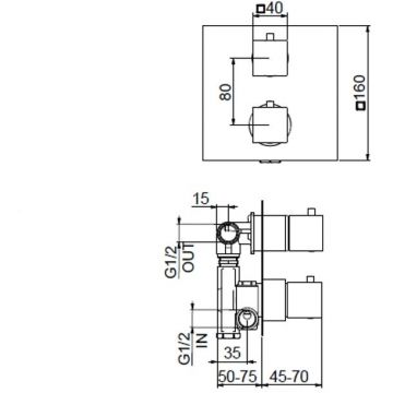 Смеситель для душа встраиваемый с термостатом Webert (Веберт) Pegaso PE970902740, белый