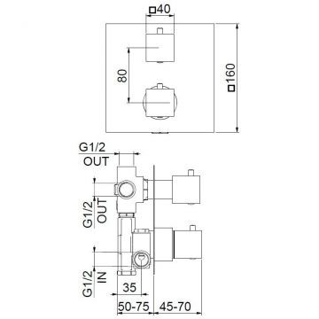 Смеситель для душа встраиваемый с термостатом Webert (Веберт) Pegaso PE970903560, черный