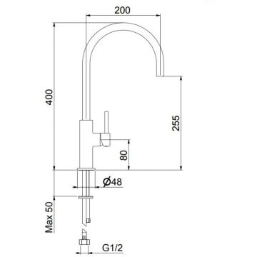 Смеситель для кухни Webert Oblique OB920302560, черный