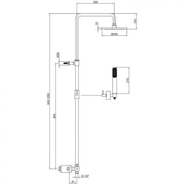 Душевая система с термостатом Webert Elio EL980507015METAL, хром