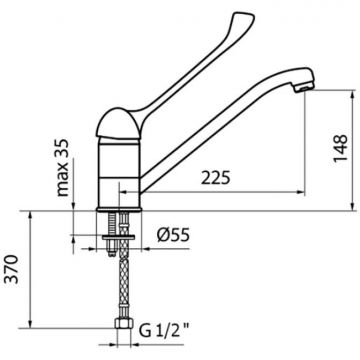 Смеситель для кухни с хирургической ручкой Webert (Веберт) Semplice SP920102015, хром